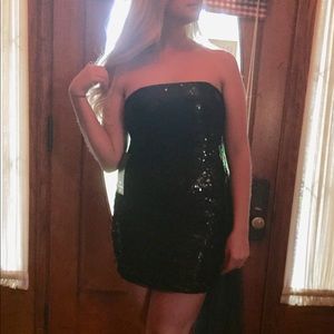 BeBe Black Sequin Cocktail Dress